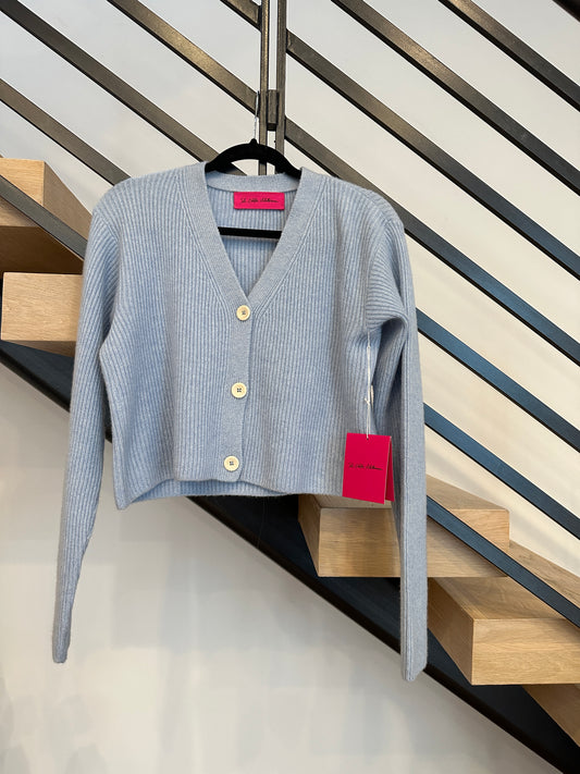 THE ELDER STATESMAN CASHMERE LIGHT BLUE CARDIGAN