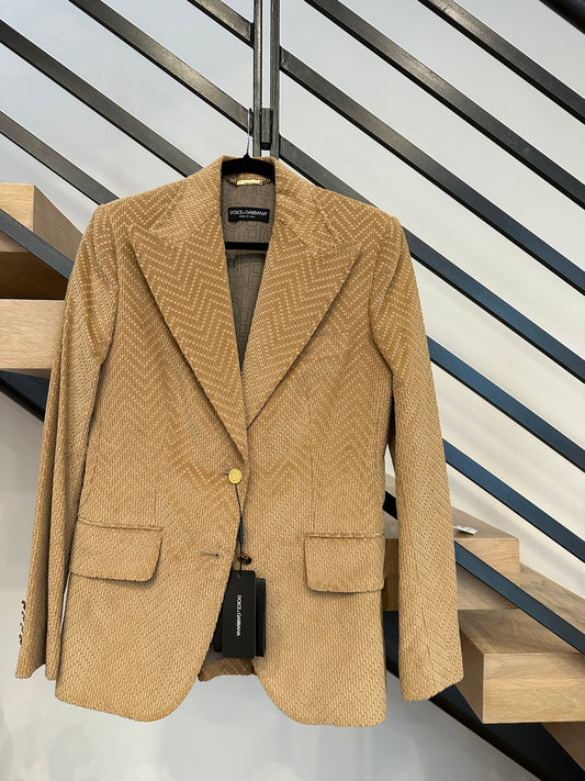 DOLCE AND GABBANA  TAN ZIGZAG BLAZER
